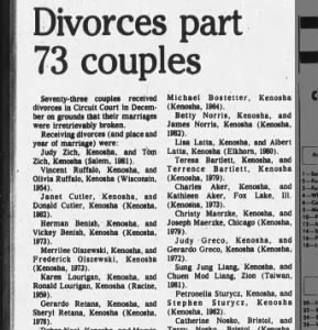 1984_01_11 Lourigan, Ronald divorce Kenosha News p 9