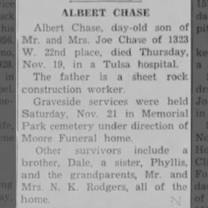 Obituary for ALBERT CHASE