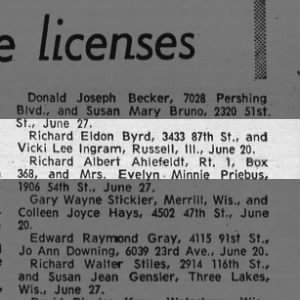 Marriage License for Byrd/Ingram