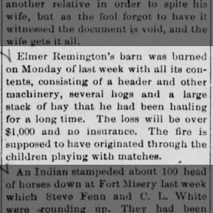 Elmer Remington's barn burns