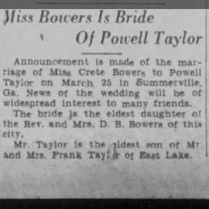 Marriage of Bowers / Taylor