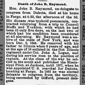 Death of John B. Raymond 