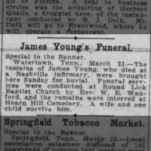James Young Funeral 1914
