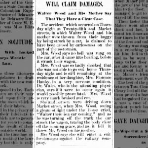 Details on the Carriage Accident Involving Sidney Wood and Son Walter Wood 1/22/1898