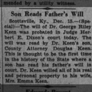 SON READ WILL IN COURT