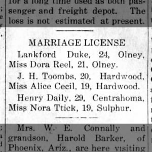 Marriage 4 May 1916