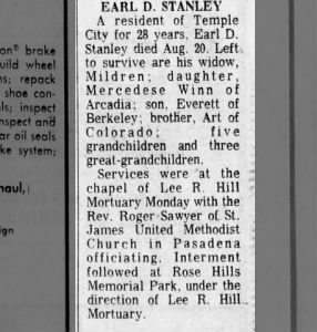Obituary for EARL D STANLEY