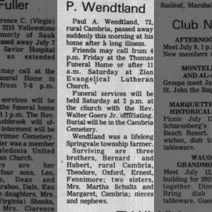 Obituary for Paul A Wendtland