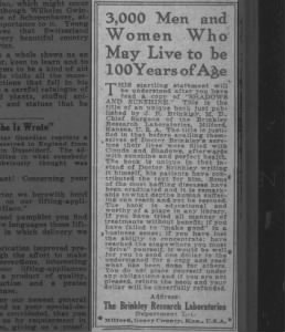3000 men and women who may live to bbe 100 years of age