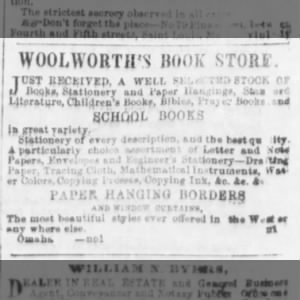 18591119_Woolworth Book Store advert_NE