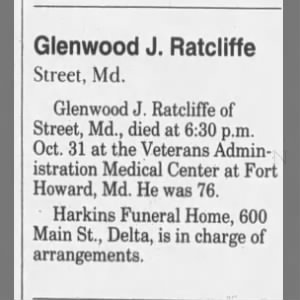 Obituary for Glenwood Ratcliffe