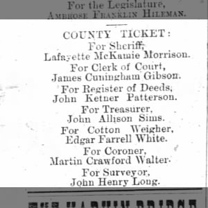 County Ticket...For Coroner
