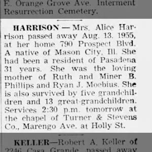 Obituary for Alice HARRISON