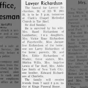 Obituary for Lawyer Richardson
