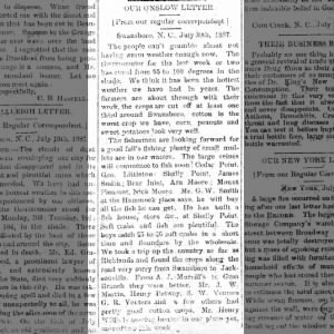 1887Aug4 Onslow Items Pt1 - The Weekly Record, Beaufort, Thursday, Pg1
