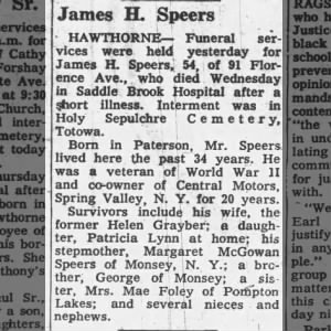 Obituary for James H. Speers