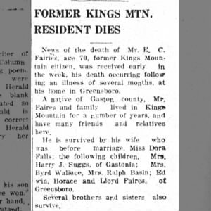 Obituary for E. C. Fairies