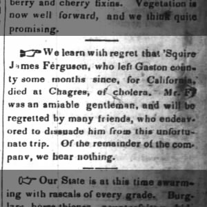 Squire Jim Ferguson - false report of his death 12 May 1849