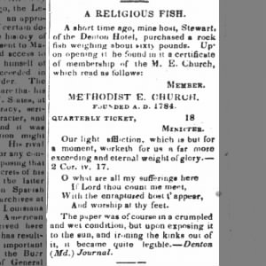 A Religious Fish, Lincoln Courier, Lincolnton, N.C. June 16, 1849
