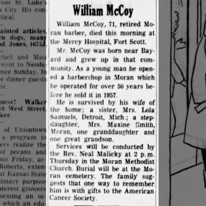 Obituary for William McCoy