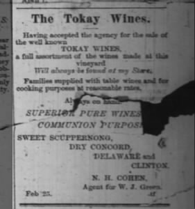 Tokay wines 23 Jun 1880