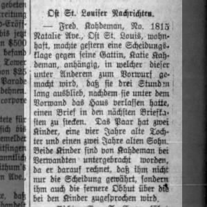 Fred Kahdeman Article from German Newspaper Westliche Post Sat, Sept 25, 1909