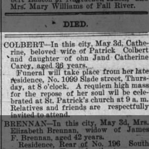 Obituary for Catherine COLBERT