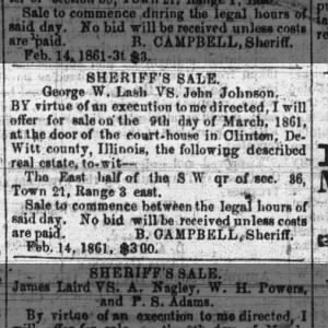 Sheriff's Sale, George W. Lash versus John Johnson