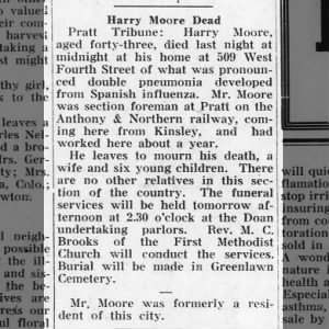Harry Moore - Kinsley Graphic 12 Dec 1918