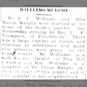 Marriage of Williams / Murphy