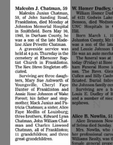 Obituary for Malcolm Junius Chatman