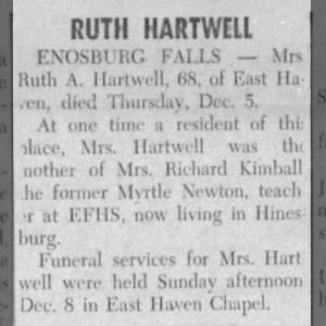 Obituary for Ruth A HARTWELL