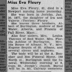 Obituary for Eva Fleury