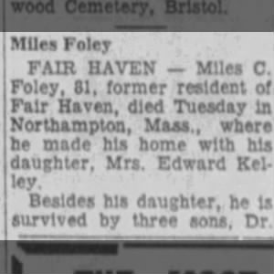 Obituary for Miles C. Foley