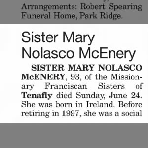 Obituary for Mary Nolasco McEnery