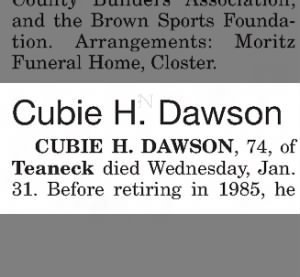 Obituary for Cubie H. Dawson