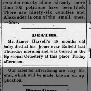 Mr. James Harvell's 18 month old baby died