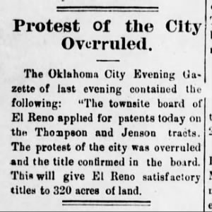 Protest of the City - Overruled. Thomas Jensen and Thompson tracts title confirmed