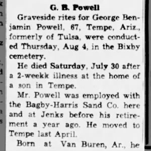 Obituary for George Benjamin Powell