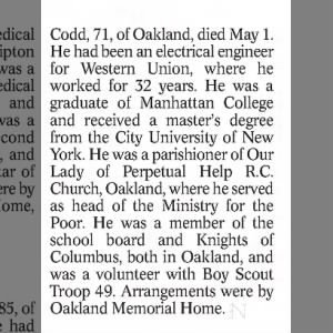 Obituary for Codd