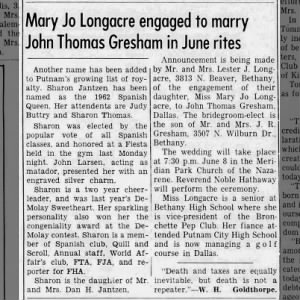 Marriage of Longacre / Gresham