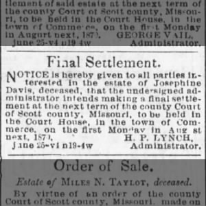 Final Settlement of estate