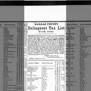D.H.Moreland delibquent in taxes