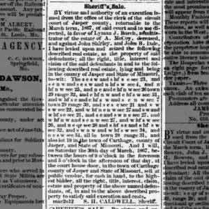 1867 Jasper County, Missouri John Shirley-levy of property?