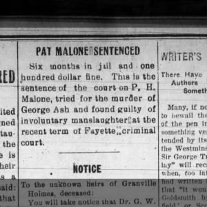 Pat Malone sentence