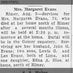 Obituary for Margaret Evans Rimer