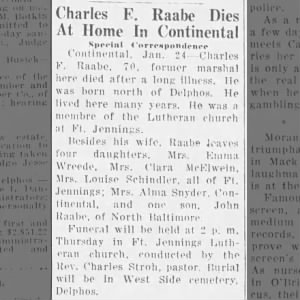 Obituary for Charles E Raabe
