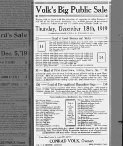 Public Auction of Conrad Volks Property-Nov 1919