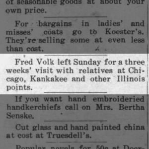 Fred Volk Traveling-Dec 1912