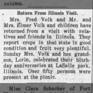 Martha Volk and Elmer Volk's visit in Illinois-Sept 1931